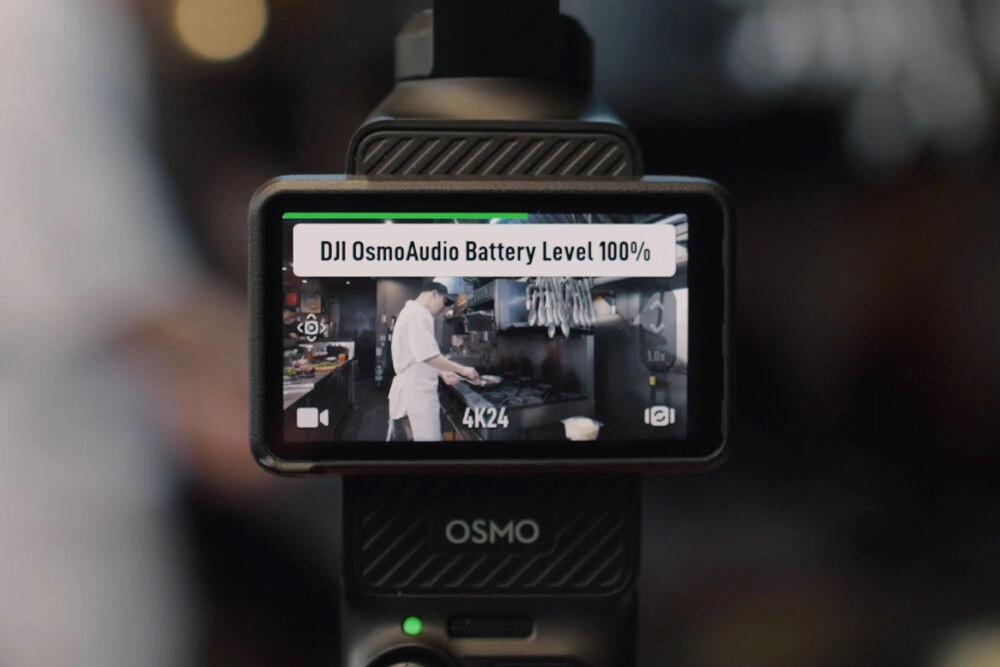DJI Mic 3 compact receiver with AMOLED touchscreen display